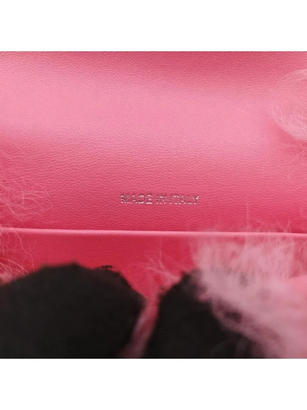 Chanel Shearling CC Hook Card Holder Pink Wool
